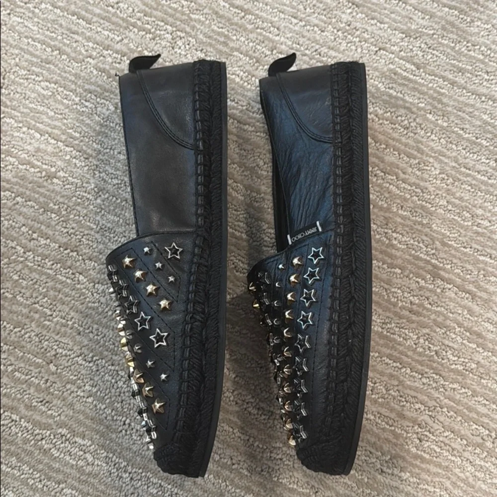 Jimmy Choo Espadrille Black Leather With Stars